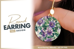 Watercolor Passion Flowers with Purple and Round Earring Product Image 1