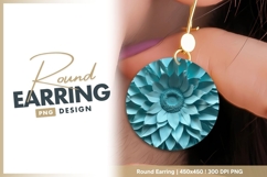 Teal Paper Flower Arrangement on Gray Round Earring Png Product Image 1