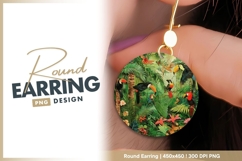 Tropical Jungle Scene with Toucans Butterflies Round Earring Product Image 1