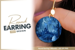 Blue Fairytale Castle and Princess Round Earring Png Product Image 1