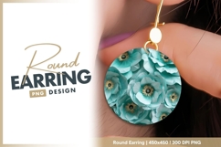 Teal Paper Flowers in a Circle with Gold Round Earring Png Product Image 1