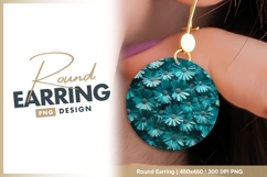 Turquoise Paper Flowers in a Circular Round Earring Png Product Image 1