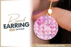 Watercolor heart pattern romantic valentines round earring Product Image 1