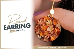 Autumnal Maple Leaves in a Circular Round Earring Png Product Image 1