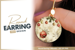 Christmas baubles on vintage textured Round Earring Product Image 1