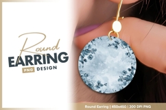 Blue floral watercolor texture elegant round earring png Product Image 1