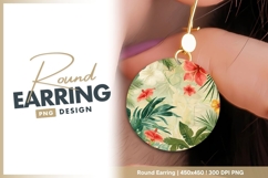 Tropical flowers and leaves vintage round earring png Product Image 1