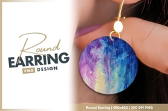 Abstract Watercolor Painting in Circle Round Earring Png Product Image 1