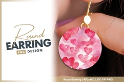 Watercolor Hearts in Pink and Red on White Round Earring Png Product Image 1