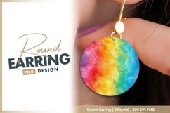 Rainbow Watercolor Circle on Gray Background Round Earring Product Image 1