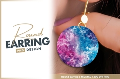 Abstract Swirls of Pink Purple and Blue Round Earring Png Product Image 1
