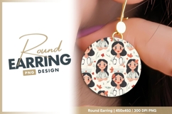 Cartoon Nurses Pattern with Red Flowers Round Earring Png Product Image 1