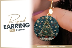 Embroidered Christmas Tree with Round Earring Png Product Image 1