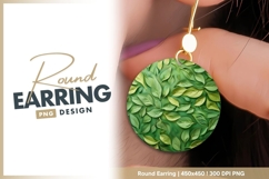 Green Leafy Circle Arrangement on Green Round Earring Png Product Image 1