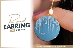 Icicles and Snowflakes on Blue Background Round Earring Png Product Image 1