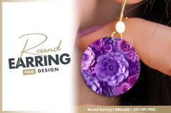 Purple paper flowers background round earring png Product Image 1