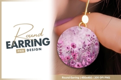 Pink floral blossom abstract artistic style round earring Product Image 1