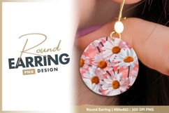 Daisy Flowers Illustration with White Round Earring Png Product Image 1