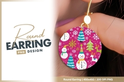 Festive Christmas Illustration with Snowmen Round Earring Product Image 1