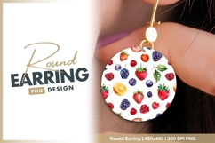 Watercolor Fruit Pattern Strawberries Round Earring Png Product Image 1