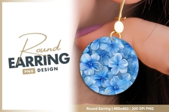 Blue Floral Arrangement on Gray Round Earring Png Product Image 1