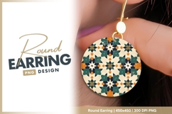 Distressed geometric tile pattern round earring png Product Image 1
