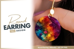 Colorful Abstract Fluid Art Circle with Round Earring Png Product Image 1