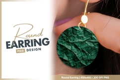 Crumpled Green Paper Texture in a Round Earring Png Product Image 1