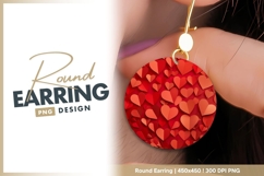 Red Paper Hearts Arranged in a Circle on a Round Earring Product Image 1
