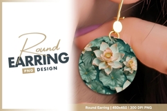 Elegant lotus flowers and leaves pattern round earring Product Image 1