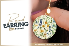 Watercolor Floral Illustration of Wildflowers Round Earring Product Image 1