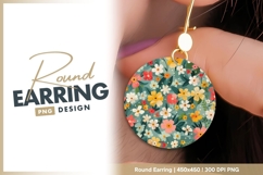 Floral Pattern in a Circle with Red Yellow Round Earring Product Image 1