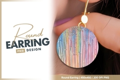Pastel Rainbow Paint Drips with Glitter Round Earring Png Product Image 1