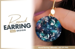 Watercolor Galaxy Illustration with Moons Round Earring Png Product Image 1