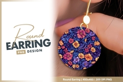 Floral Pattern in a Circle with Colorful Round Earring Png Product Image 1
