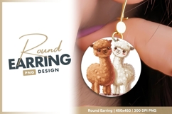 Two Cartoon Alpacas Brown and White Round Earring Png Product Image 1