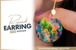 Abstract vibrant botanical garden colorful round earring Product Image 1