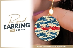 Japanese Wave Pattern in Circle Red Round Earring Png Product Image 1
