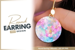 Pink Cosmos Flowers in a Circle with Round Earring Png Product Image 1