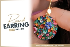 Colorful Paper Flowers in a Circle Round Earring Png Product Image 1