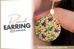 Circular Mardi Gras Pattern with Fleur Round Earring Png Product Image 1