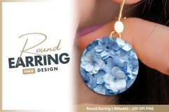 Blue Paper Flowers Arrangement Inside Round Earring Png Product Image 1