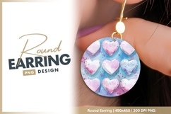Watercolor hearts pattern romantic love round earring Product Image 1