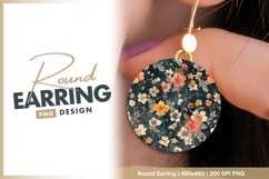 Floral Pattern in Circle with Pink Round Earring Png Product Image 1