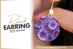 Purple Paper Flowers in a Circle Round Earring Png Product Image 1