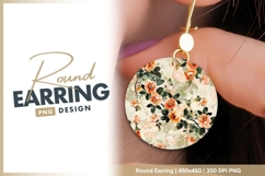 Peach flowers and green leaves seamless round earring png Product Image 1
