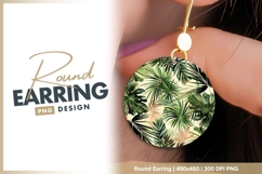 Tropical Leaf Pattern Circle Green and Round Earring Png Product Image 1