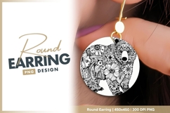 Bear filled with floral and geometric shapes round earring Product Image 1