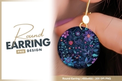 Circular Floral Pattern with Colorful Flowers Round Earring Product Image 1