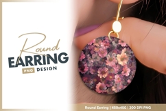 Floral Arrangement of Pink and Purple Round Earring Png Product Image 1